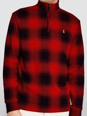 Polo Ralph Lauren Tartan Plaid Estate Half Zip Pullover Sweater